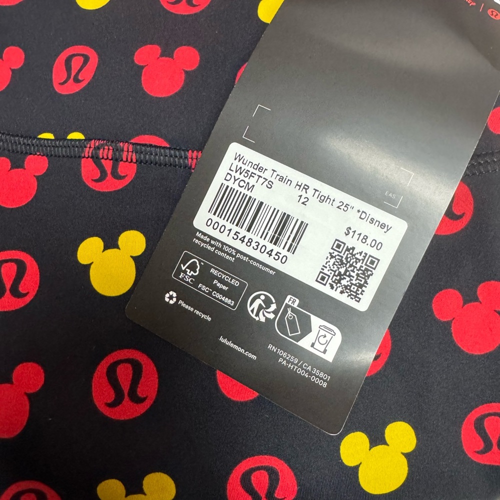Disney X Lululemon Wunder Train High-Rise 25” length leggings nwt - Picture 9 of 10